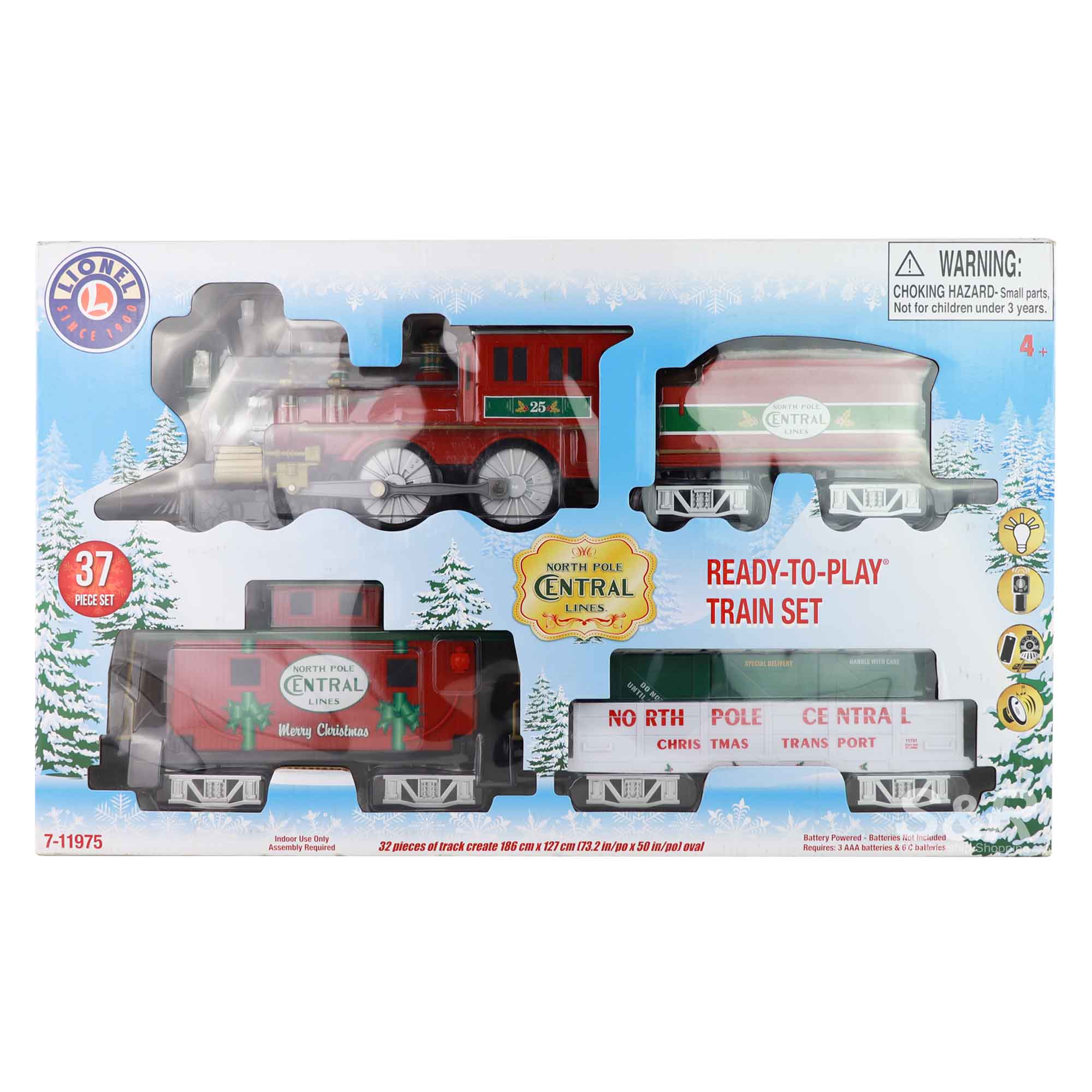 Lionel North Pole Central Lines ReadyToPlay Train Set 37pcs